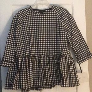 Victoria Beckham for Target Navy Gingham Peplum top NWT size Xl